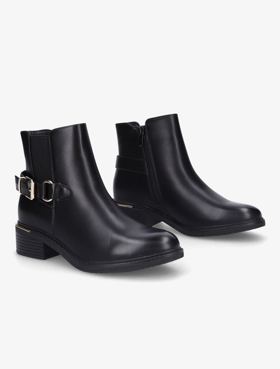 Bottines à boucle stylisée - Noir - 4