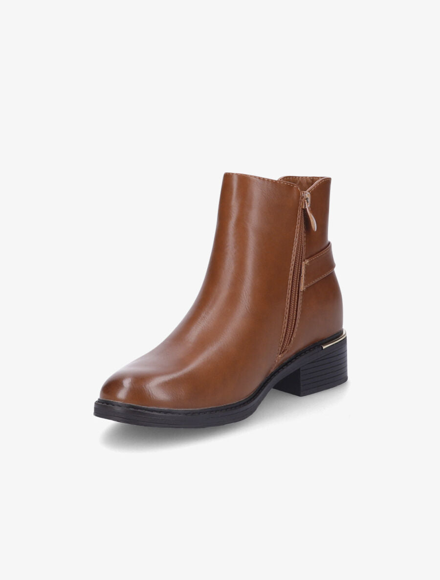 Bottines à boucle stylisée - Camel - 3