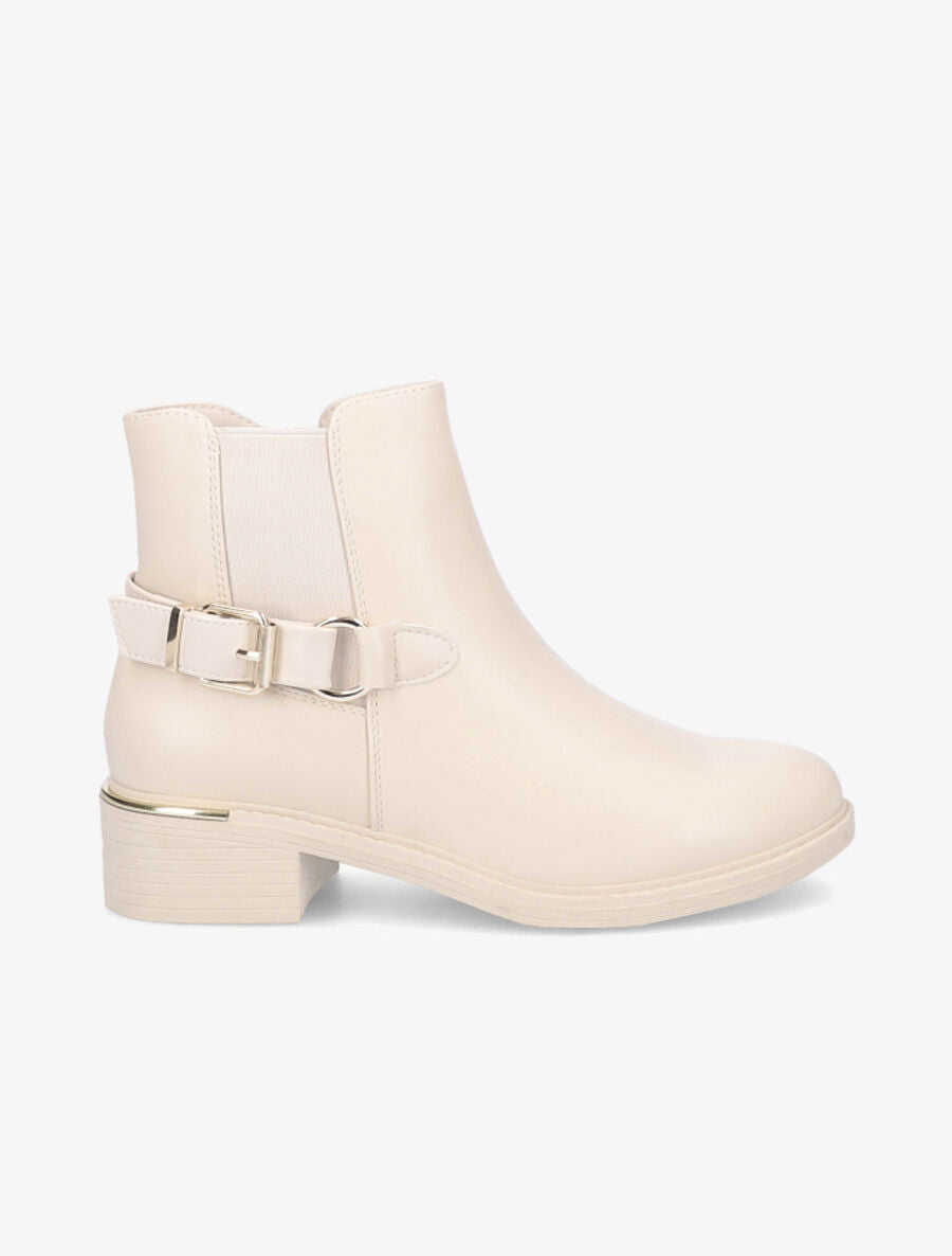 Bottines à boucle stylisée - Beige - 1