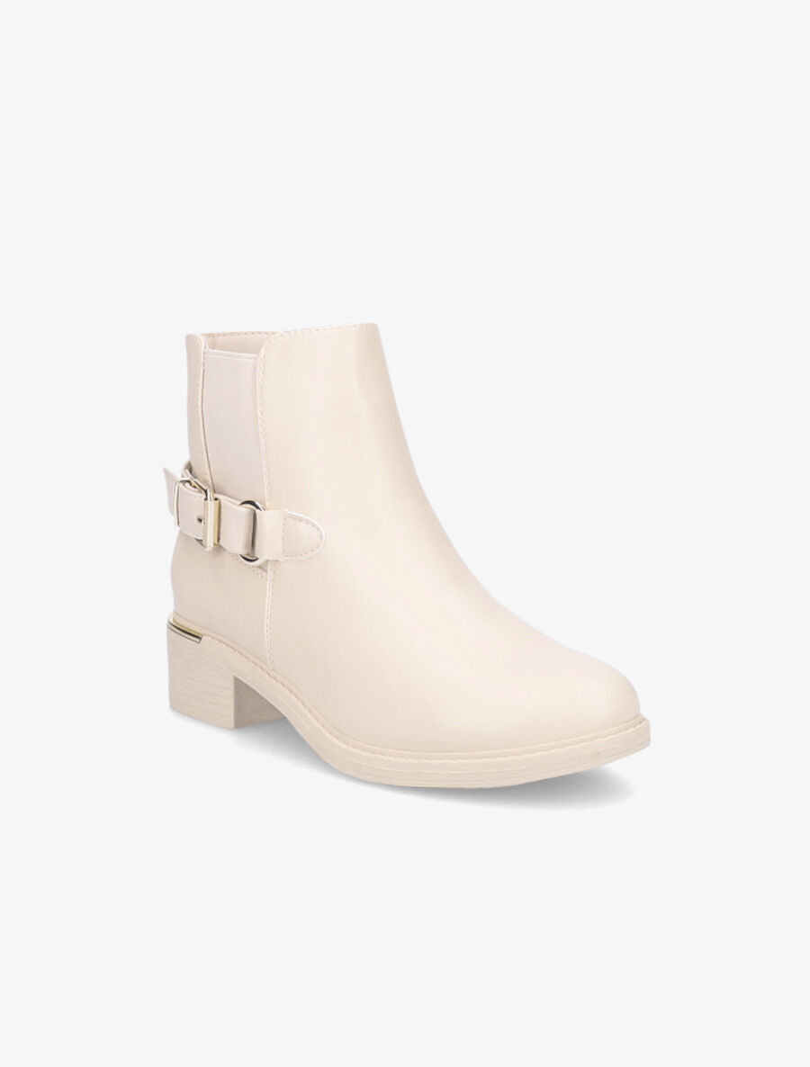 Bottines à boucle stylisée - Beige - 2