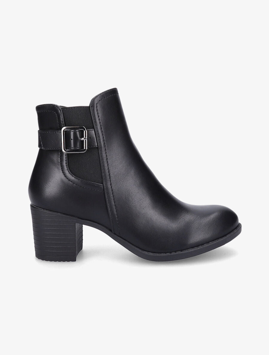 Bottines élastiquées en simili - Noir - 1