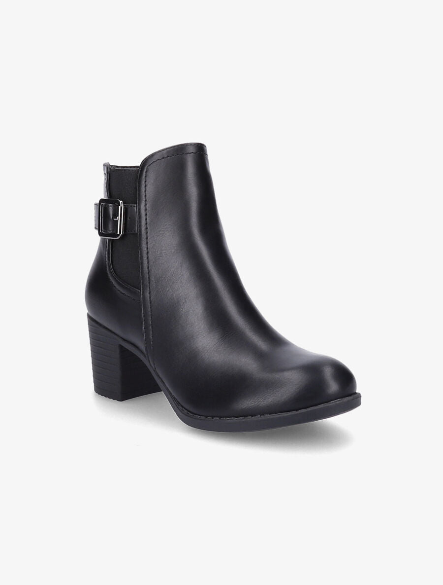 Bottines élastiquées en simili - Noir - 2