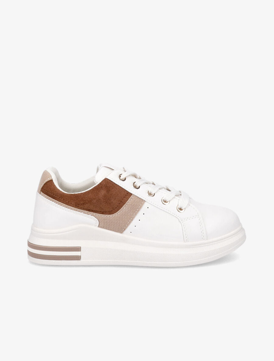 Tennis à empiècement python - Beige - 5