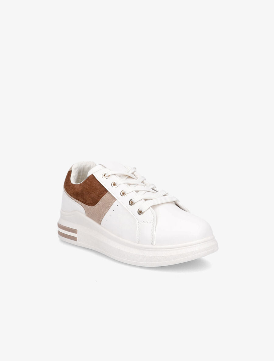 Tennis à empiècement python - Beige - 2