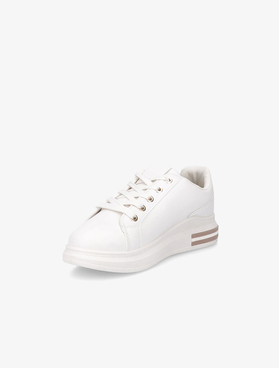 Tennis à empiècement python - Beige - 3