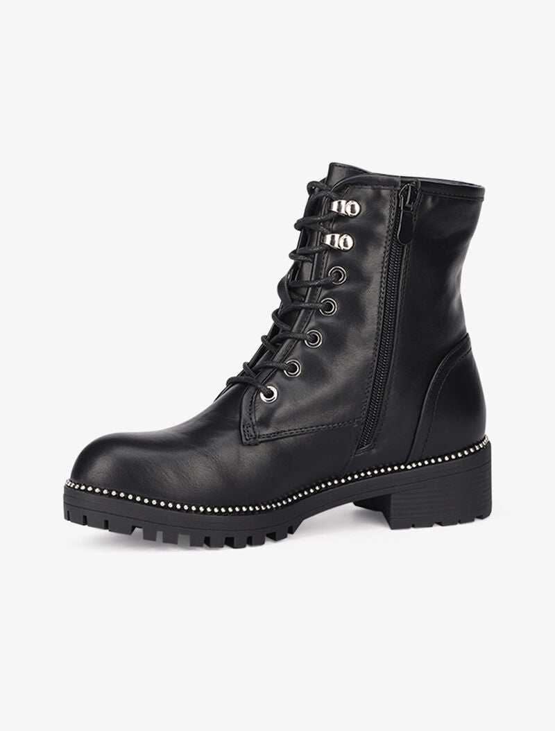 Bottines à lacets à détails cloutés - Noir - 4