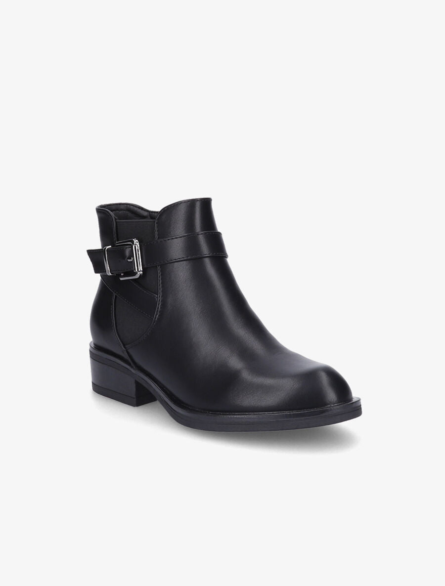 Bottines plates en simili - Noir - 2