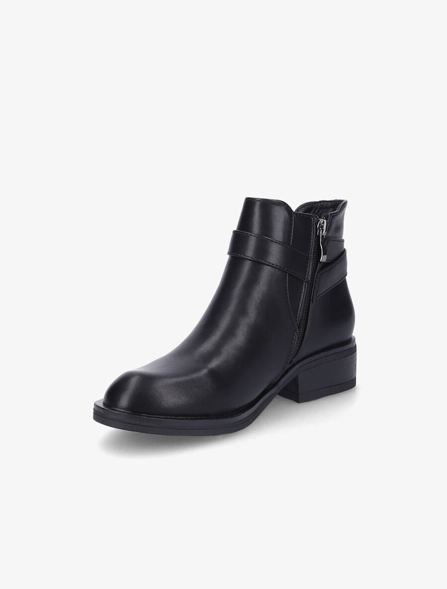 Bottines plates en simili - Noir - 3