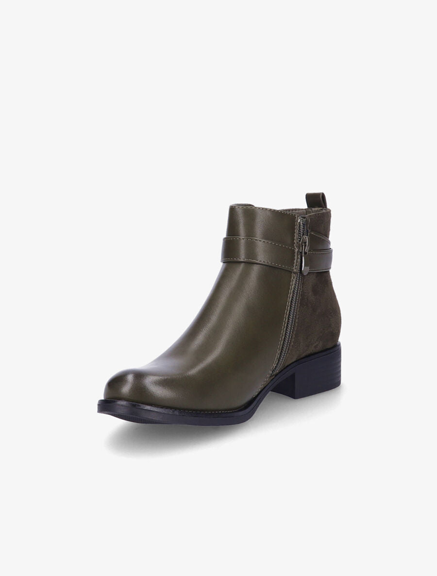 Bottines plates à contrefort en suédine - Kaki - 3