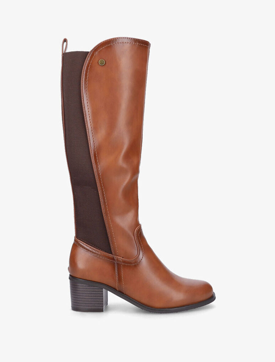 Bottes élastiquées en simili - Camel - 1