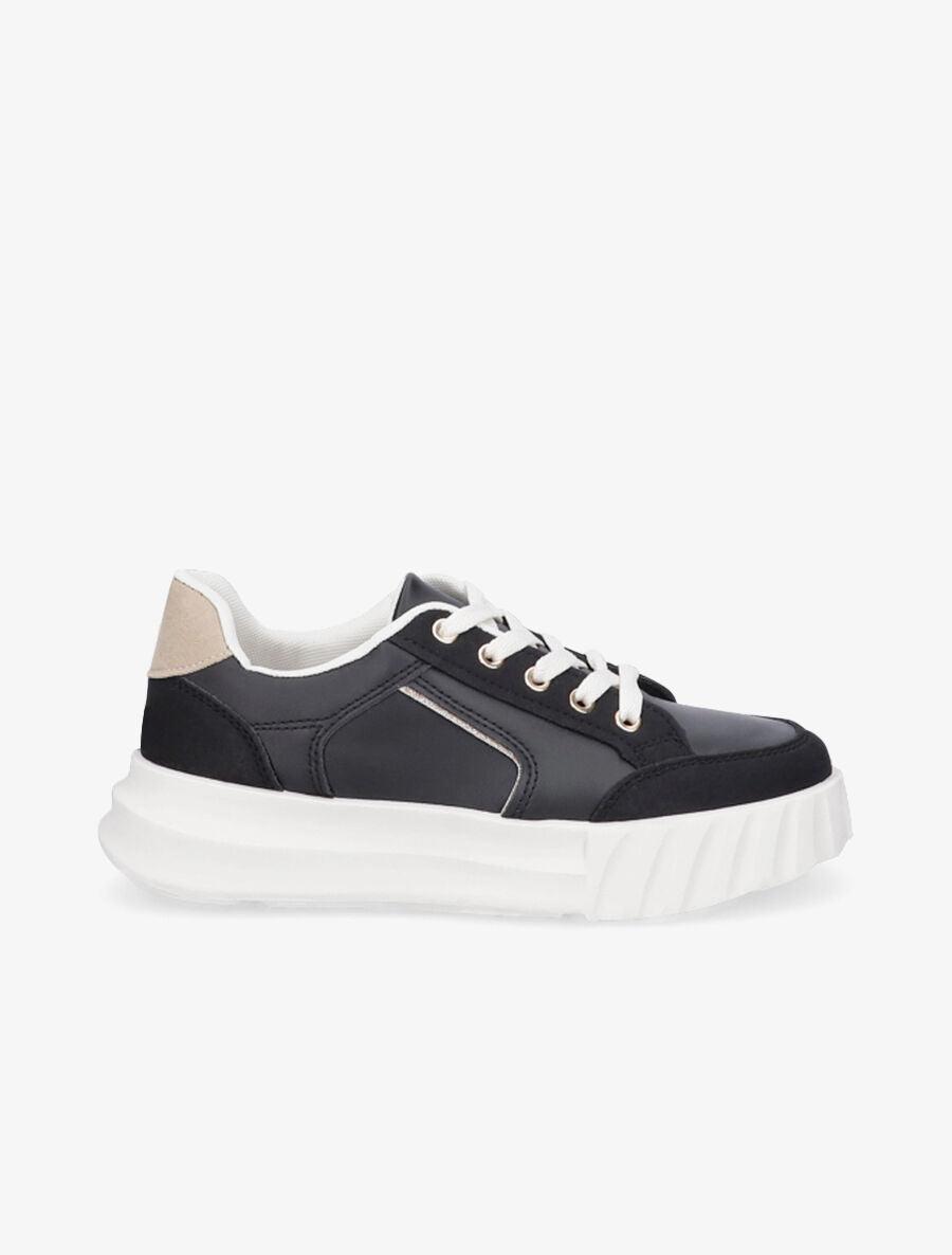 Sneakers à liseré pailleté - Noir - 1