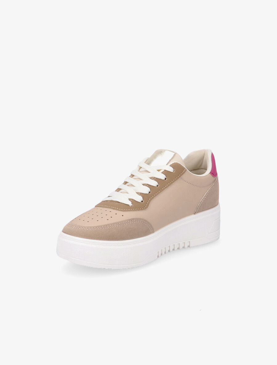 Sneakers en simili à contrefort pailleté - Fushia - 3