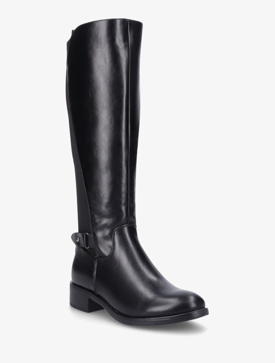 Bottes élastiquées en simili - Noir - 2