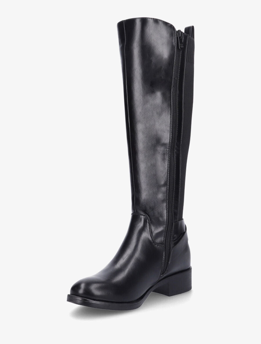 Bottes élastiquées en simili - Noir - 3