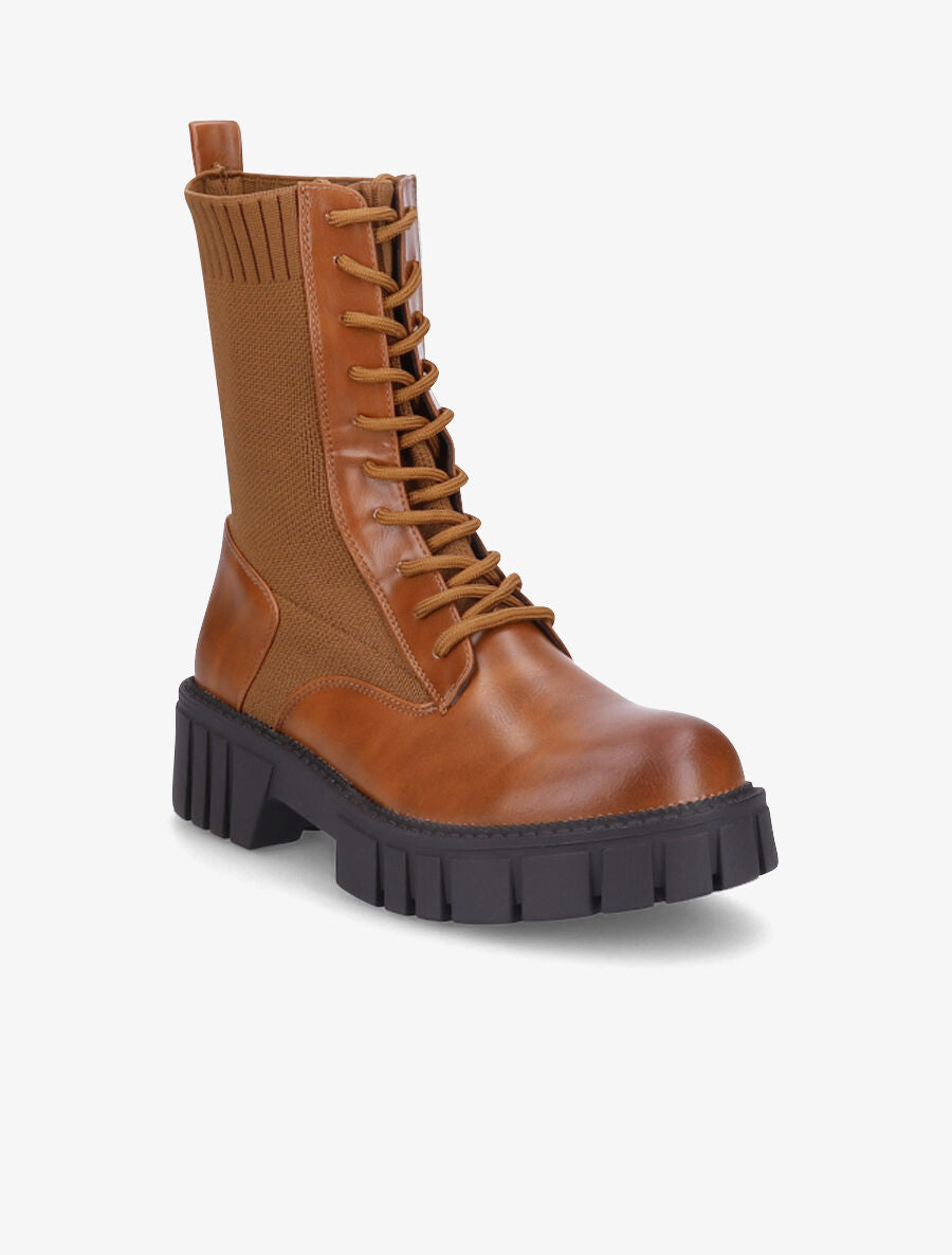 Bottines montantes à lacets - Camel - 2