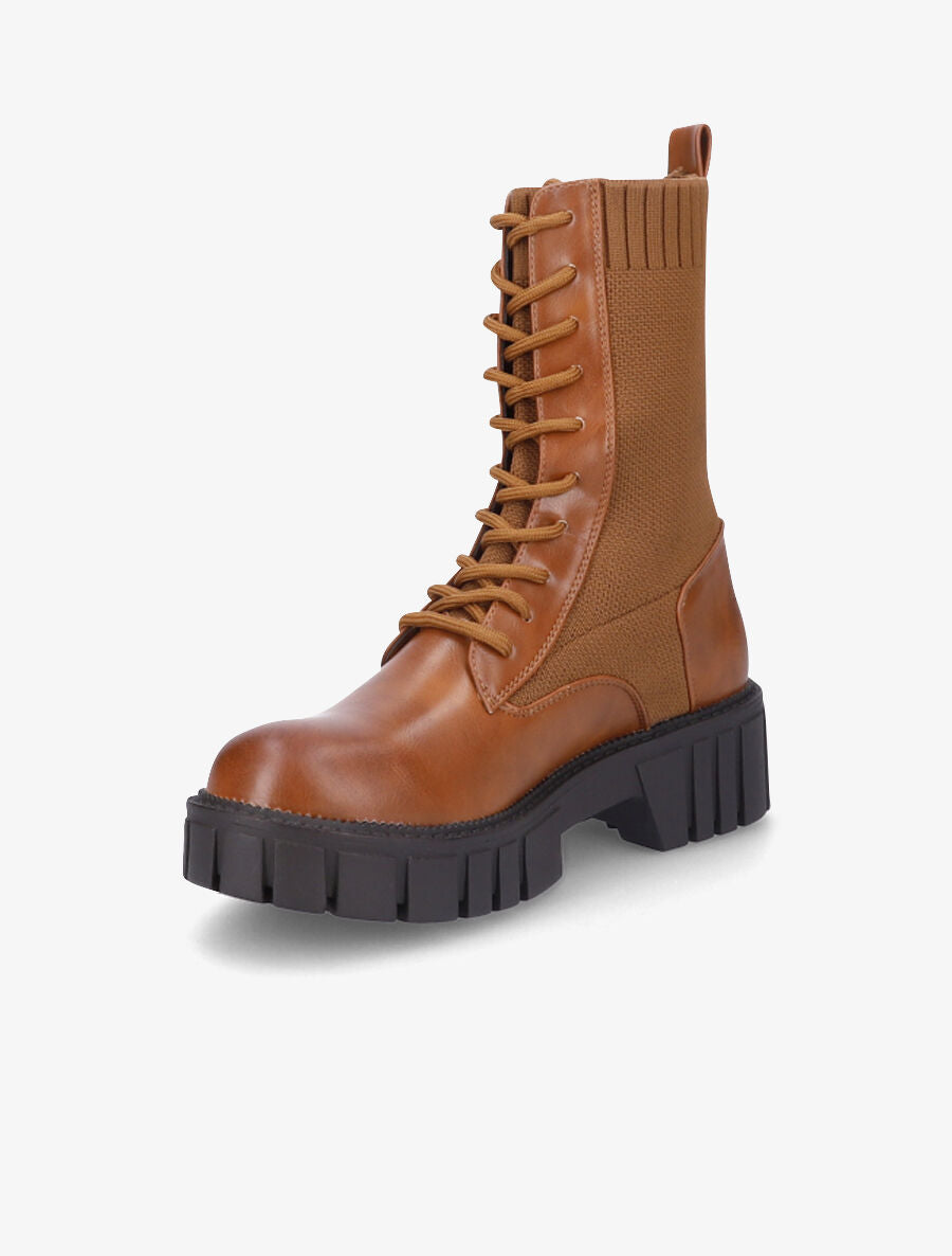 Bottines montantes à lacets - Camel - 3