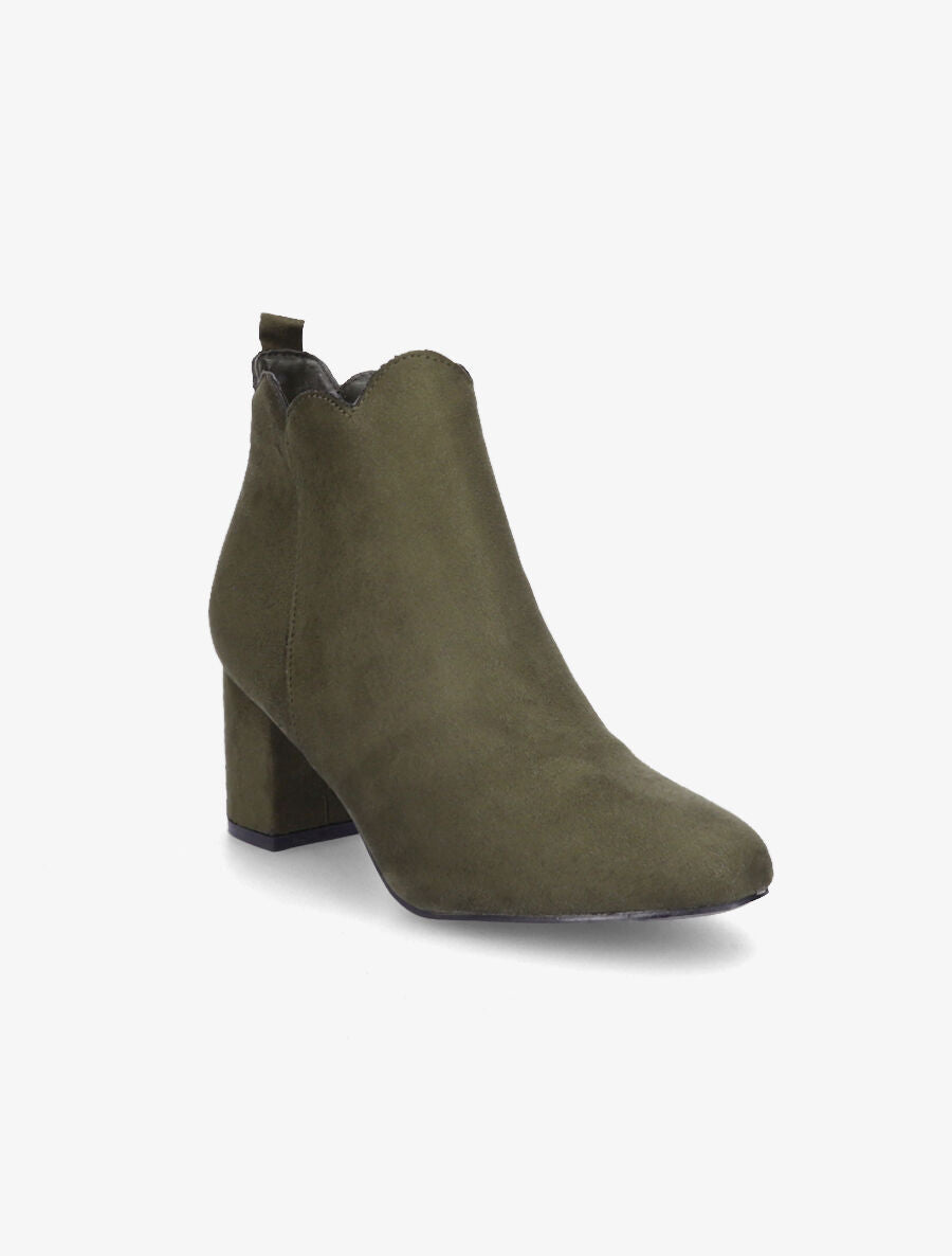 Bottines en suédine à chevilles ondulées - Kaki - 2