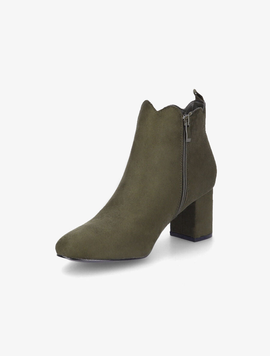 Bottines en suédine à chevilles ondulées - Kaki - 3