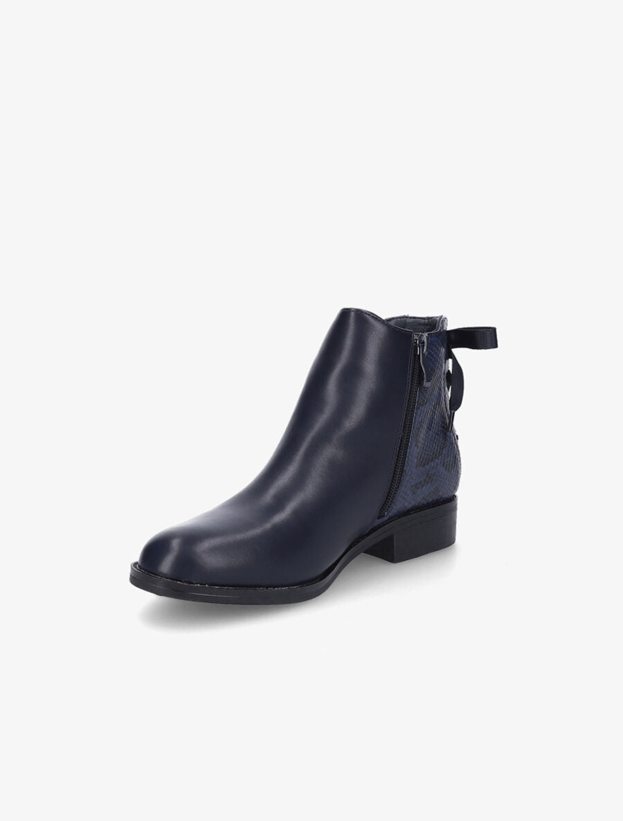 Bottines à contrefort corseté effet python - Marine - 3