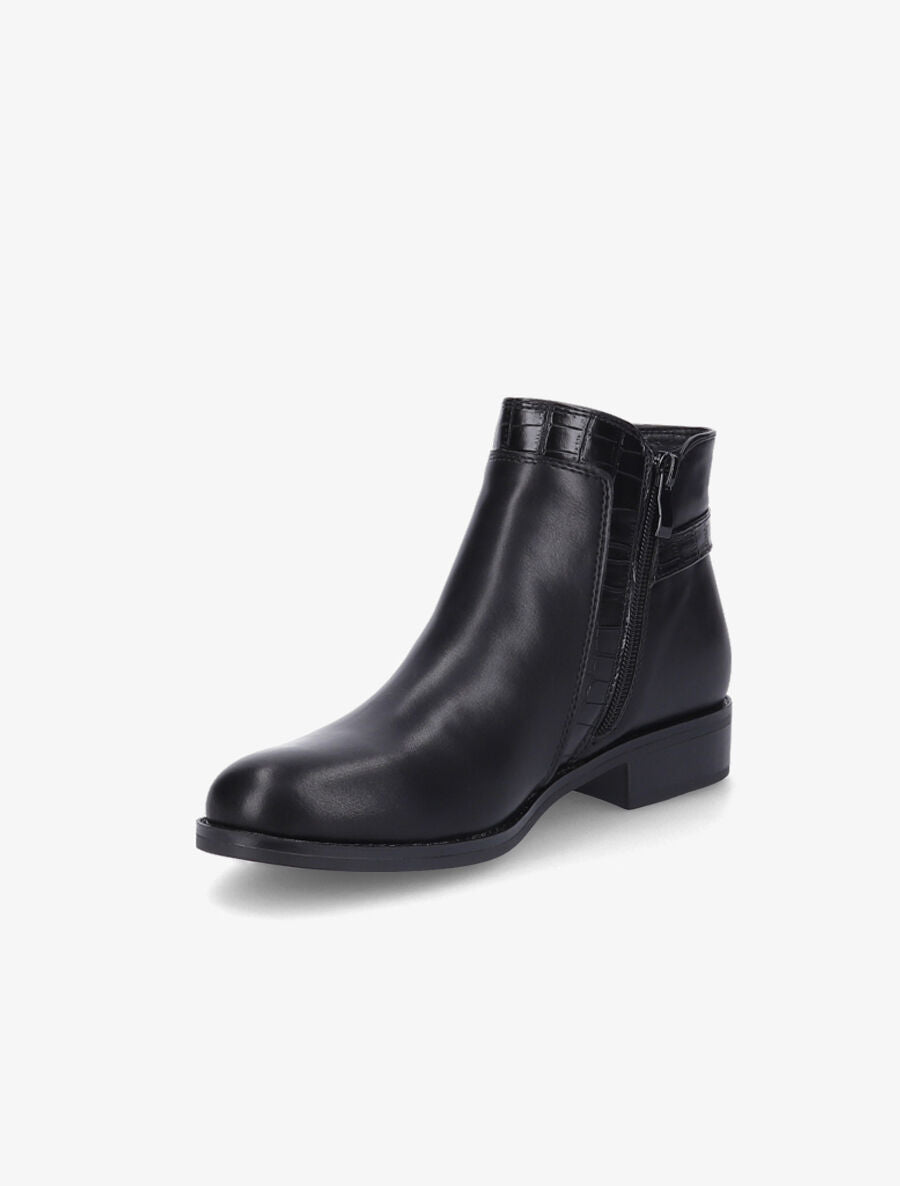 Bottines à boucle et empiècement croco - Noir - 3