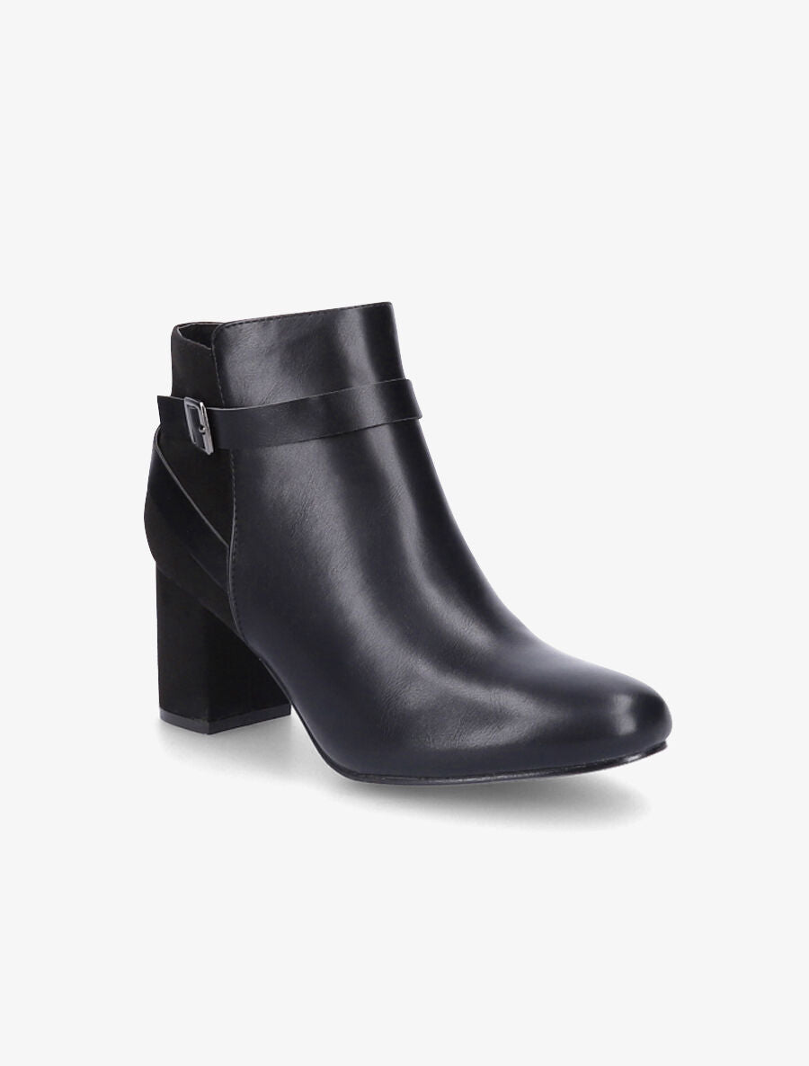Bottines à talon bi-matière - Noir - 2