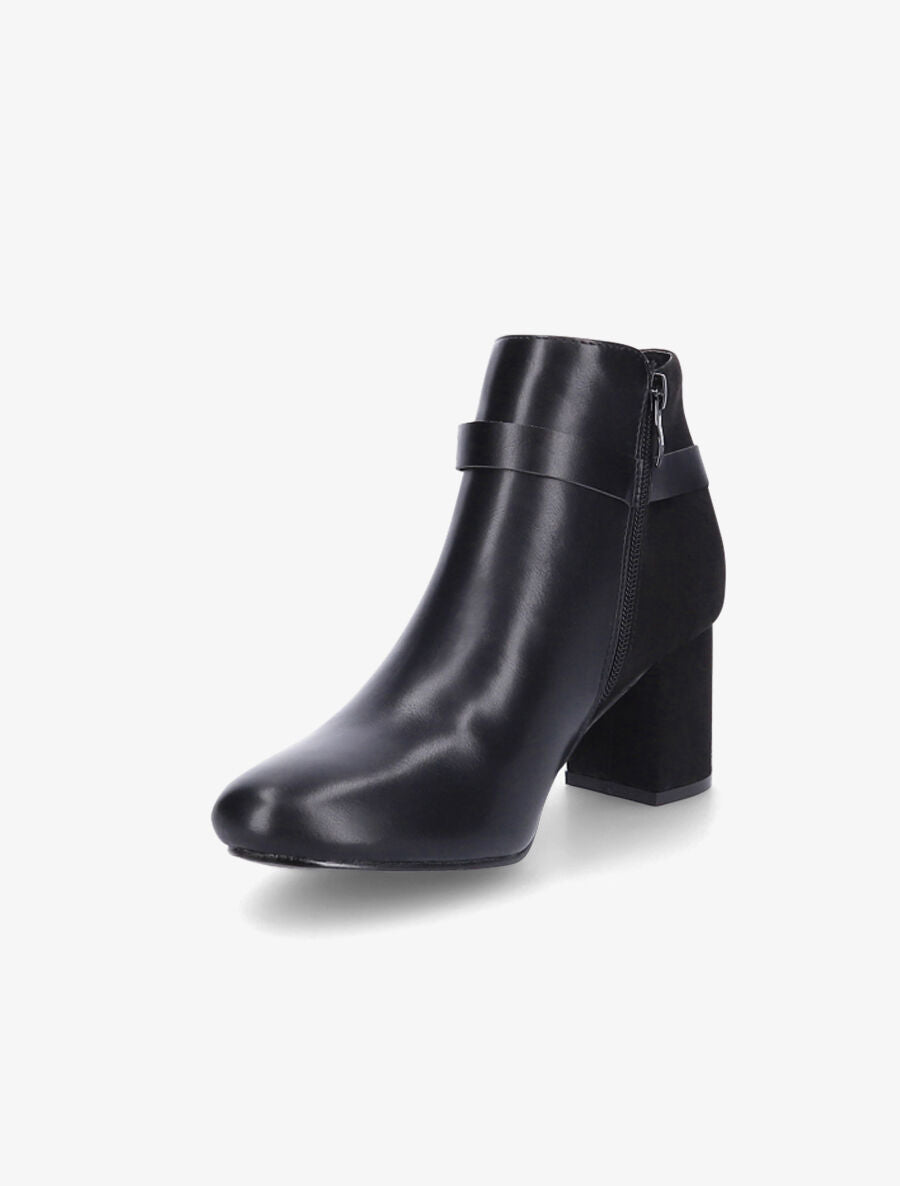 Bottines à talon bi-matière - Noir - 3