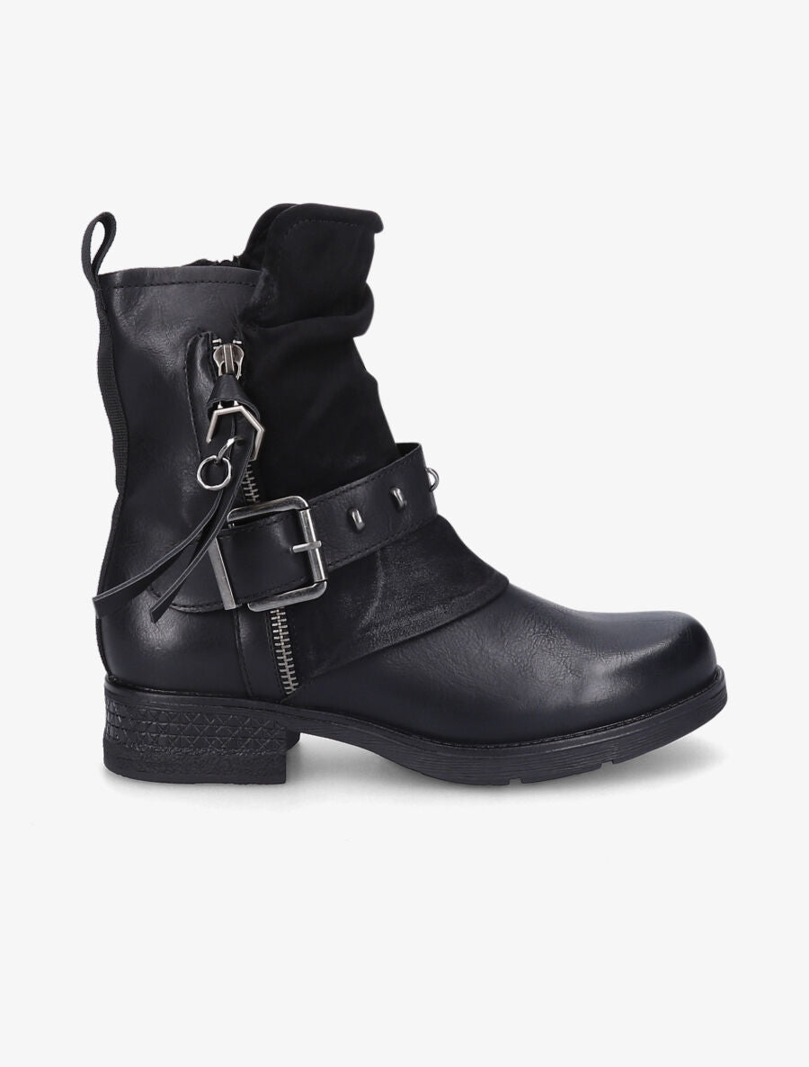 Boots montantes bi-matière à sangle - Noir - 5