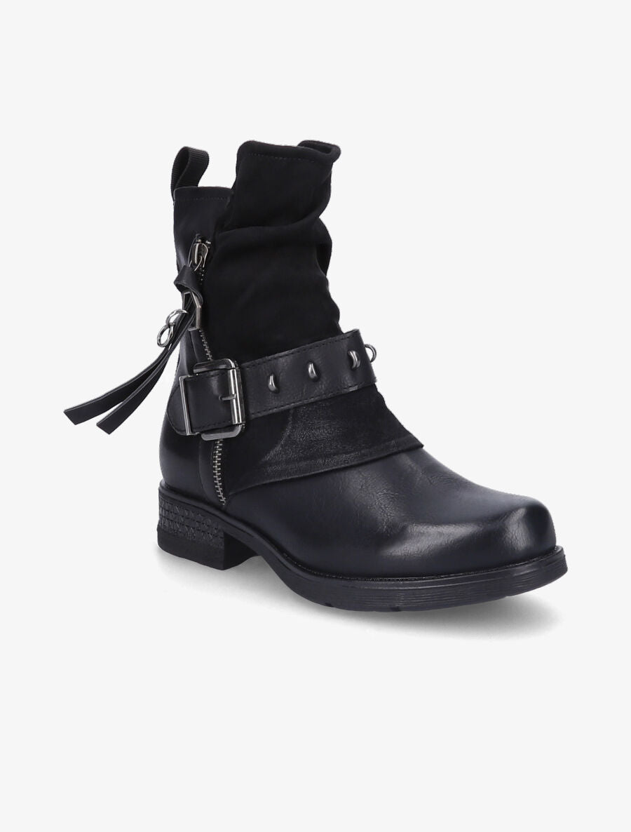 Boots montantes bi-matière à sangle - Noir - 2