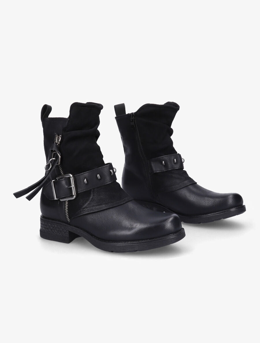Boots montantes bi-matière à sangle - Noir - 4