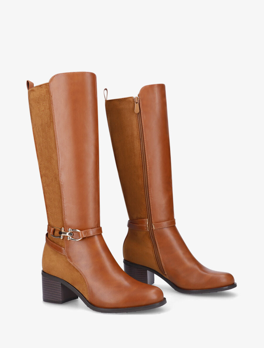 Bottes bi-matière à talon - Camel - 4