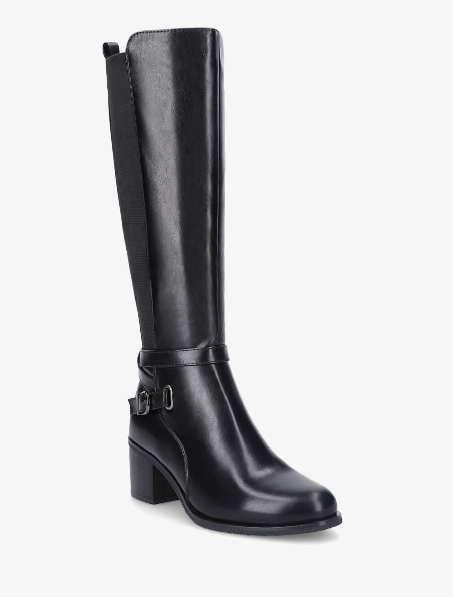 Bottes simili à côté élastiqué - Noir - 2