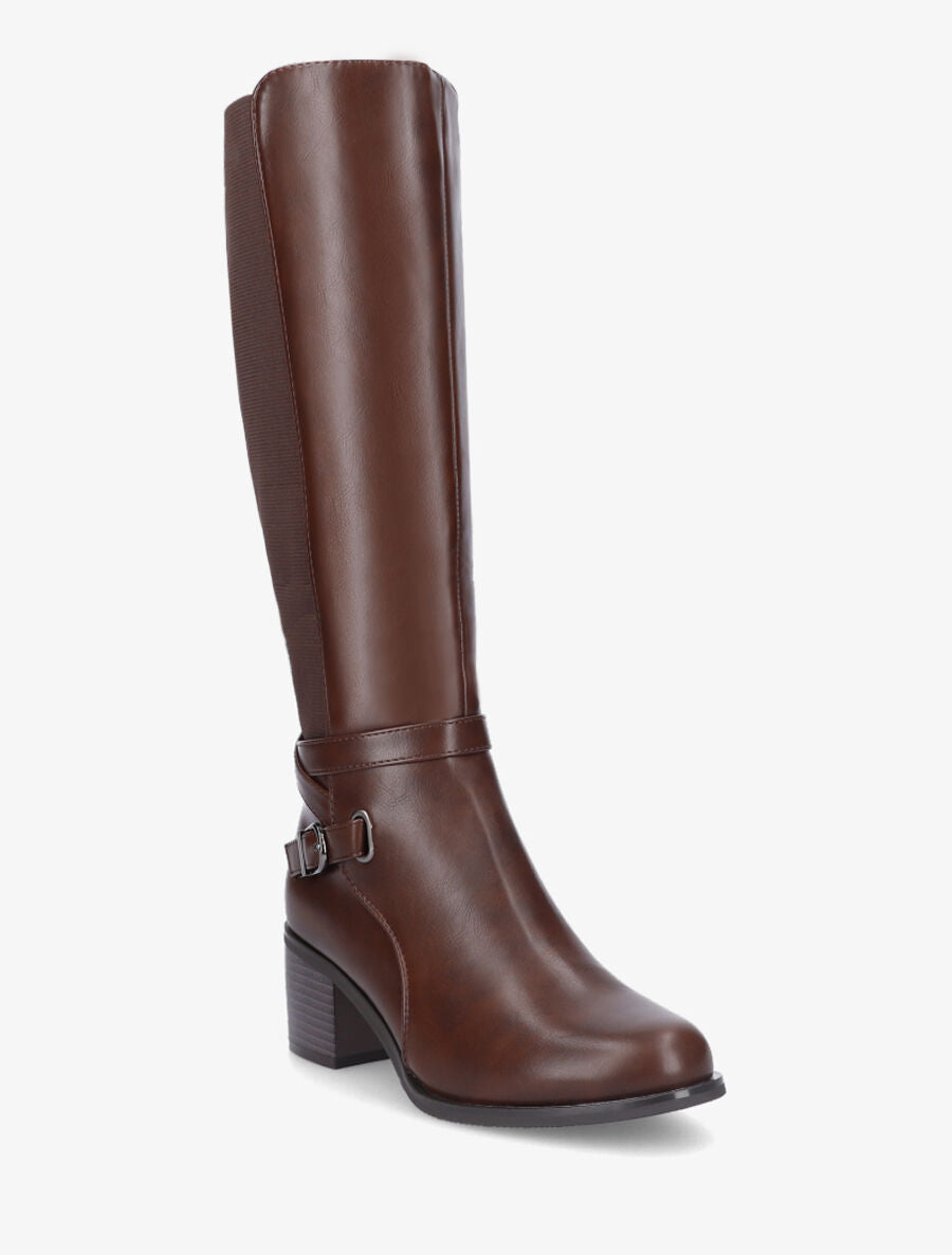 Bottes simili à côté élastiqué - Marron - 2