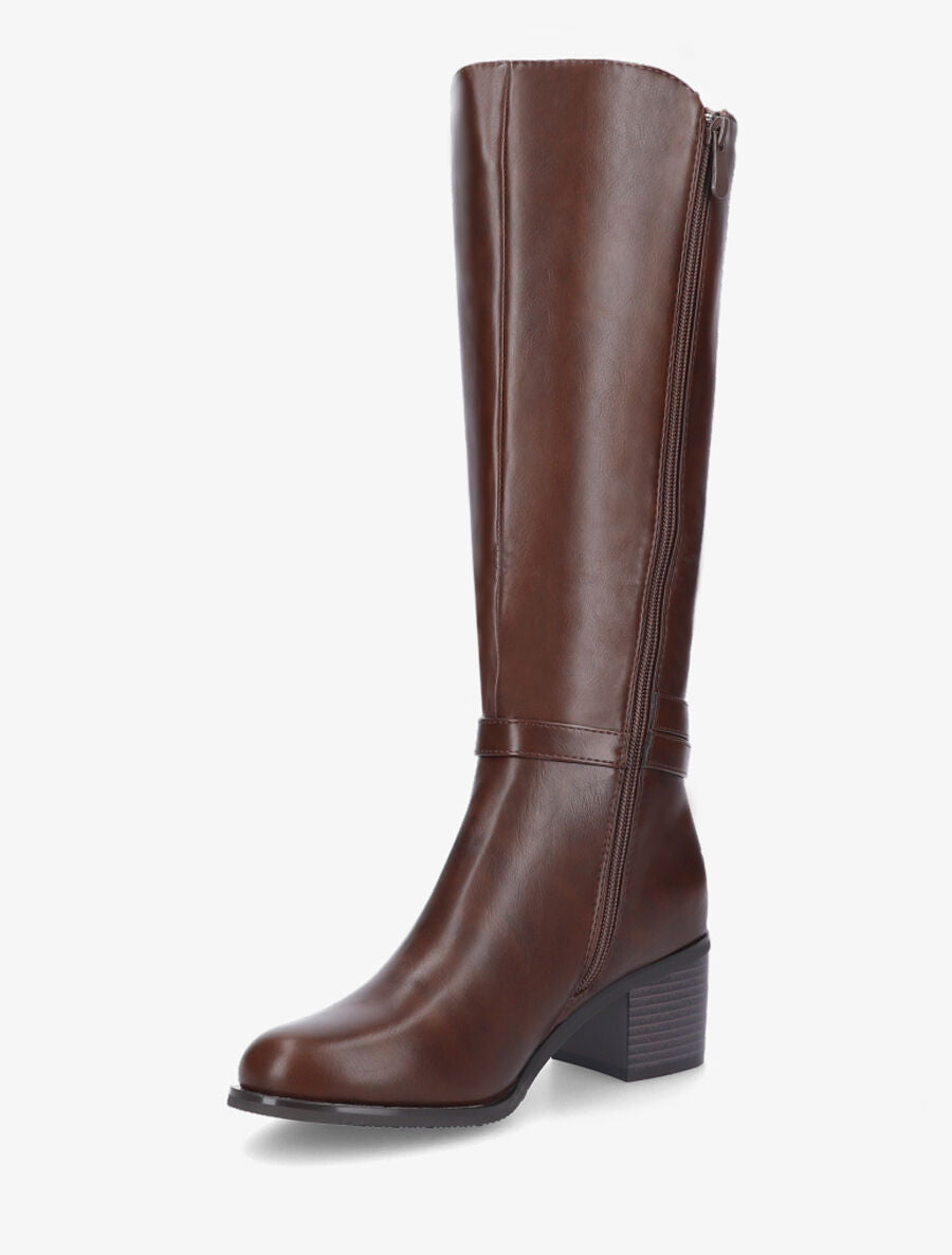 Bottes simili à côté élastiqué - Marron - 3