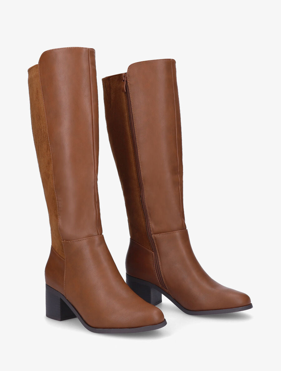 Bottes à contrefort suédé - Camel - 4