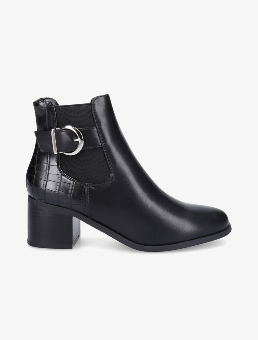Bottines élastiquées à contrefort croco - Noir - 1