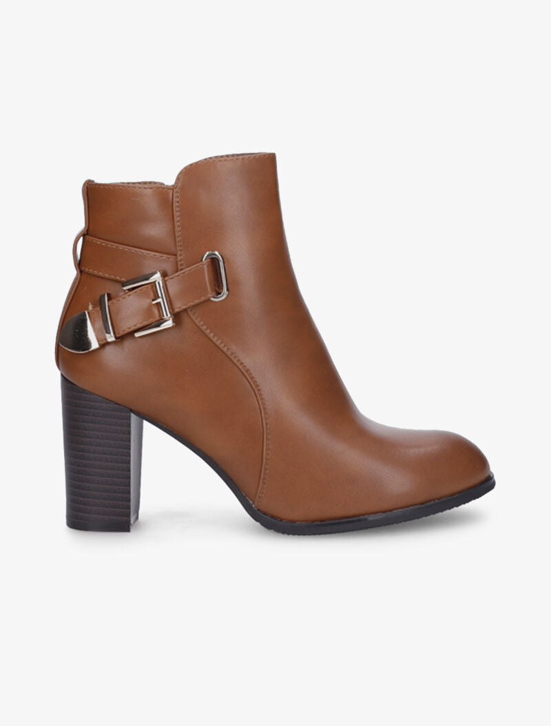 Bottines hautes à bride décorative - Camel - 2