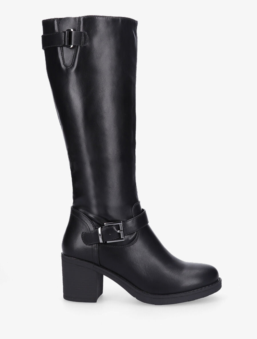 Bottes en simili à talon haut - Noir - 1