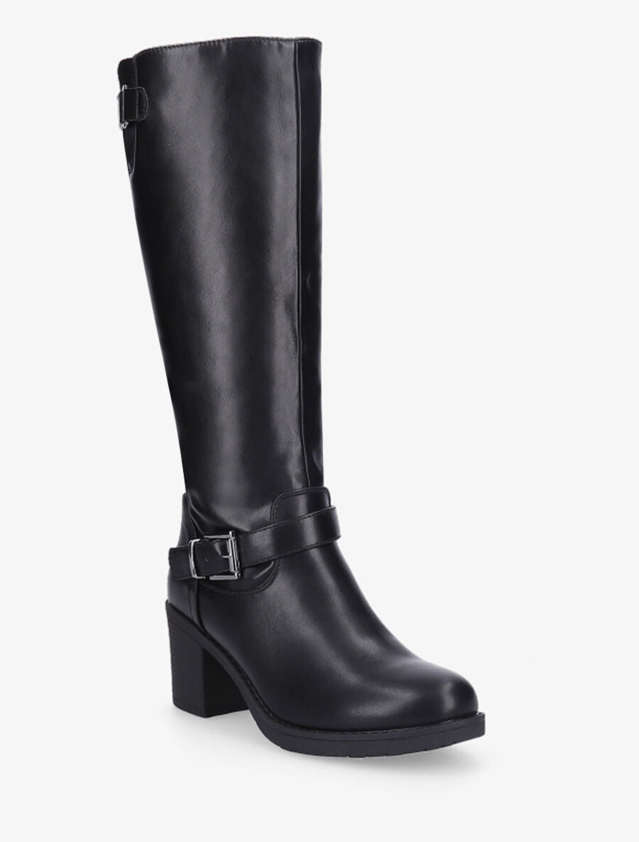 Bottes en simili à talon haut - Noir - 2