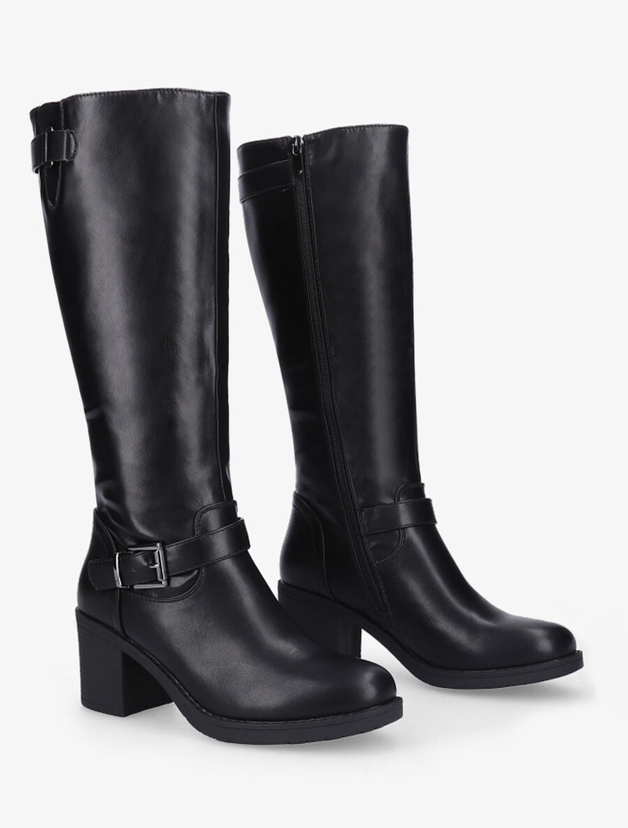 Bottes en simili à talon haut - Noir - 4