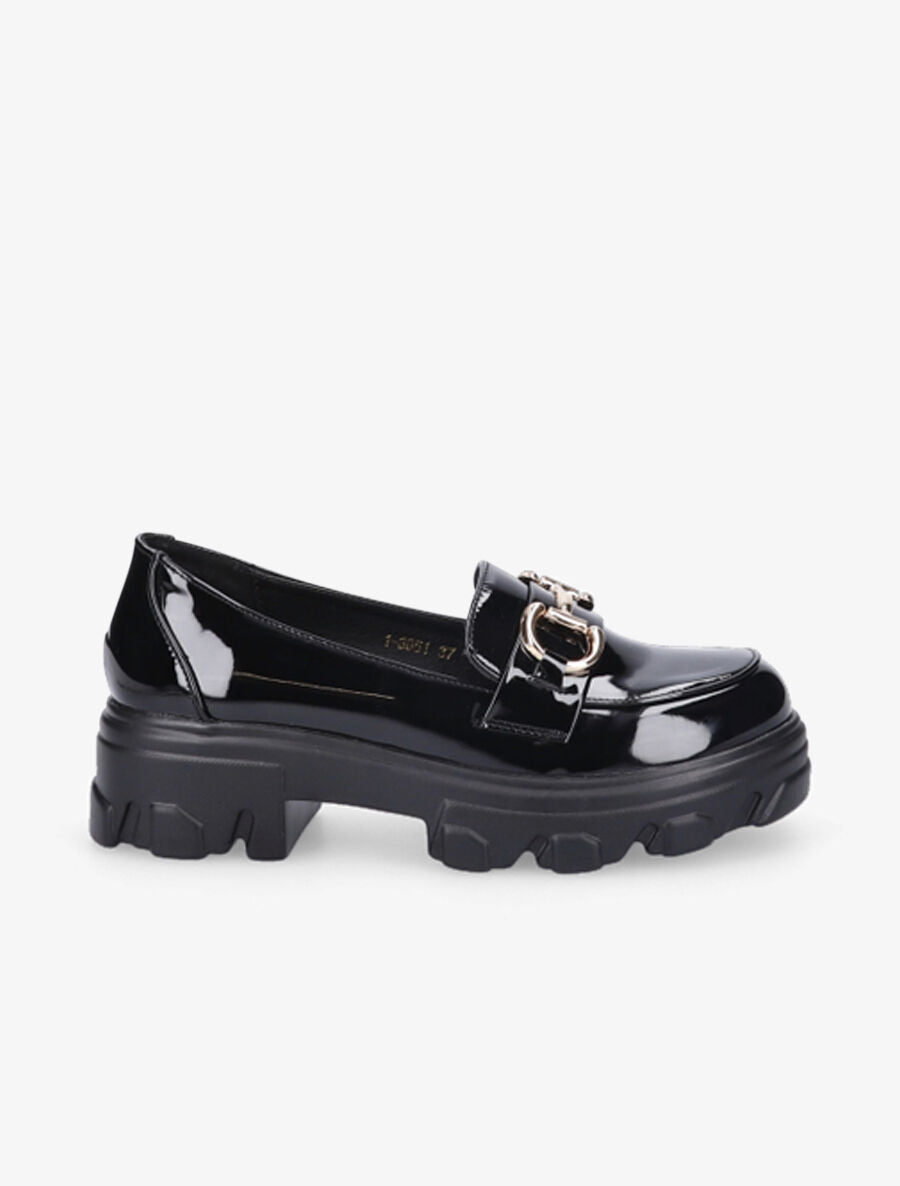 Mocassins vernis à double anneaux - Noir - 1