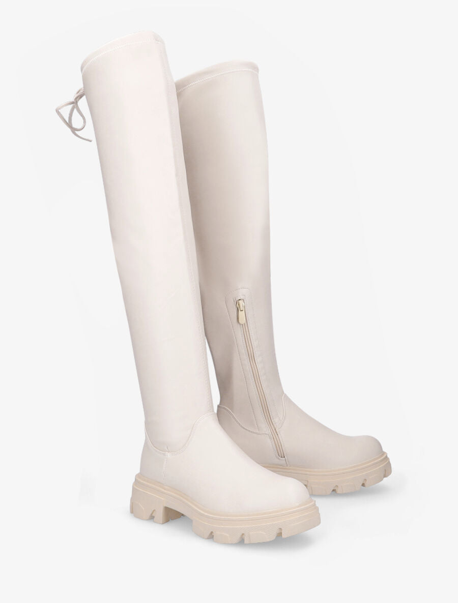 Cuissardes en simili avec cordons de serrage - Beige - 5