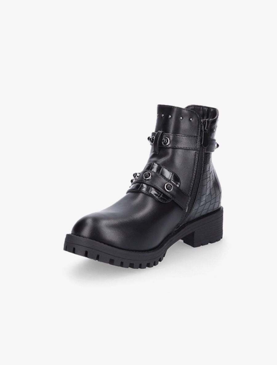 Bottines à strass et croco - Noir - 3