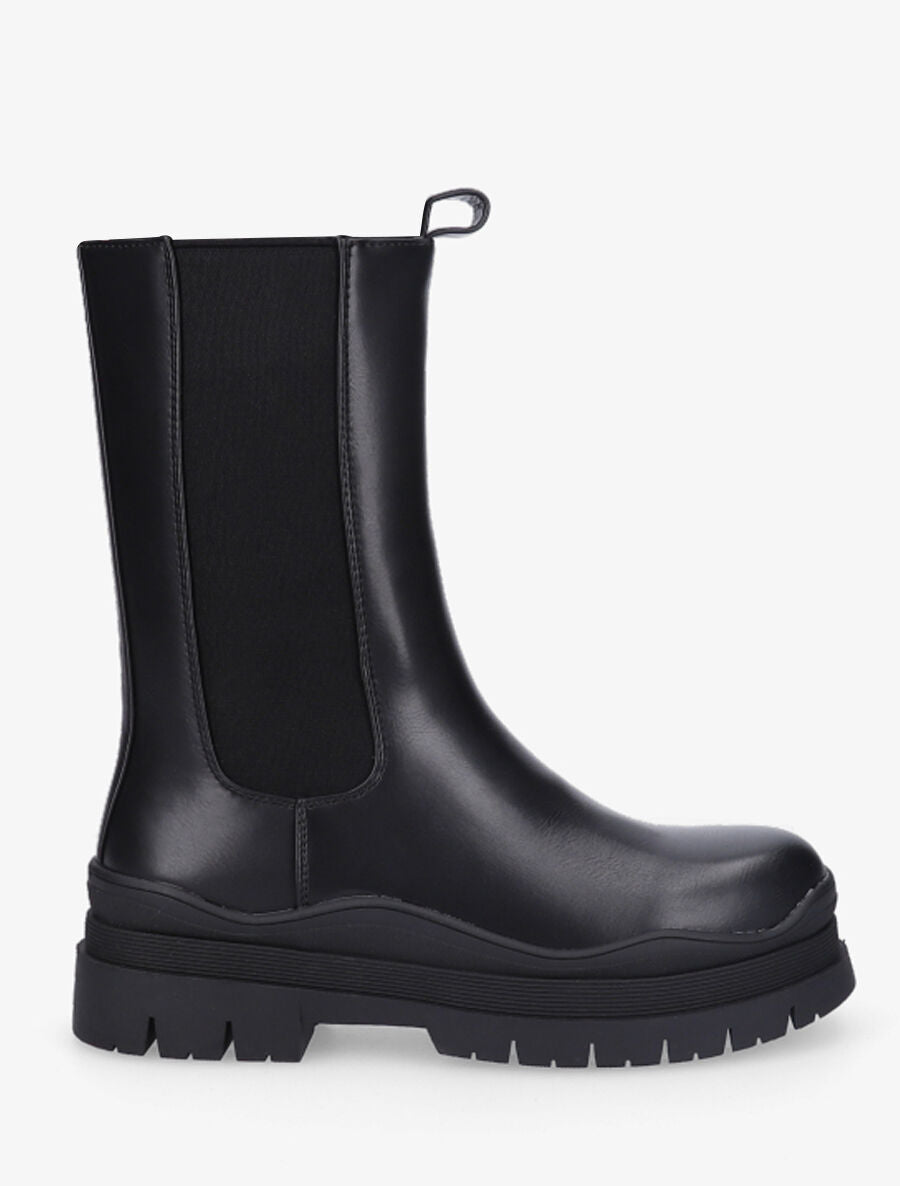 Boots en simili à semelle plateforme - Noir - 1