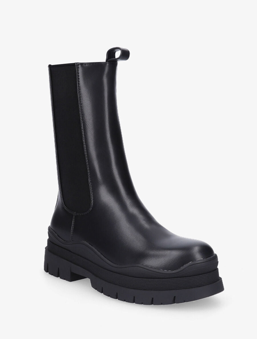 Boots en simili à semelle plateforme - Noir - 2