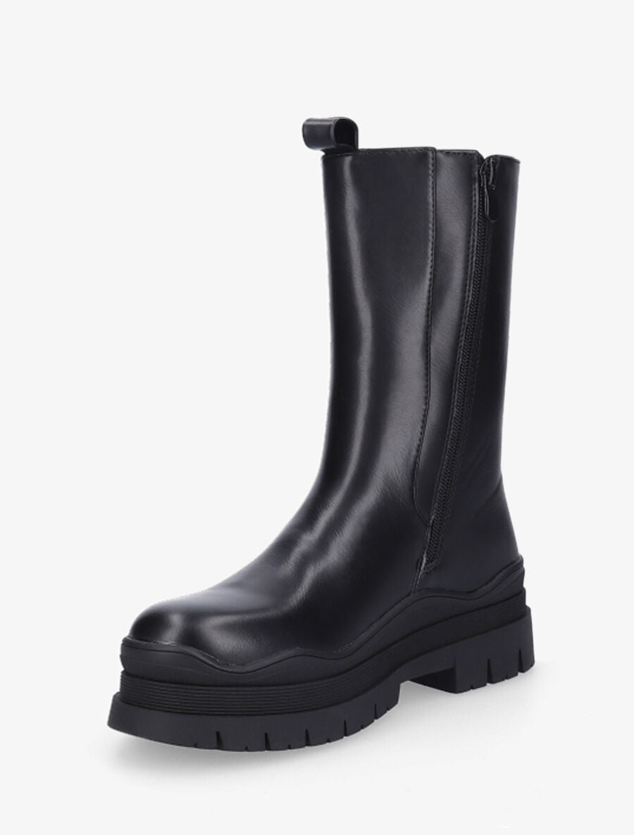 Boots en simili à semelle plateforme - Noir - 3