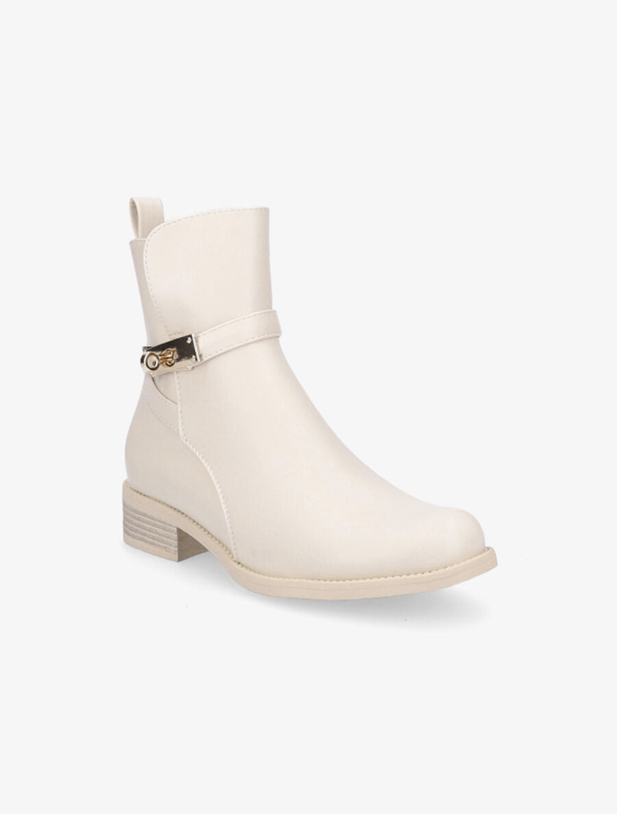 Bottines à sangles stylisées - Beige - 2