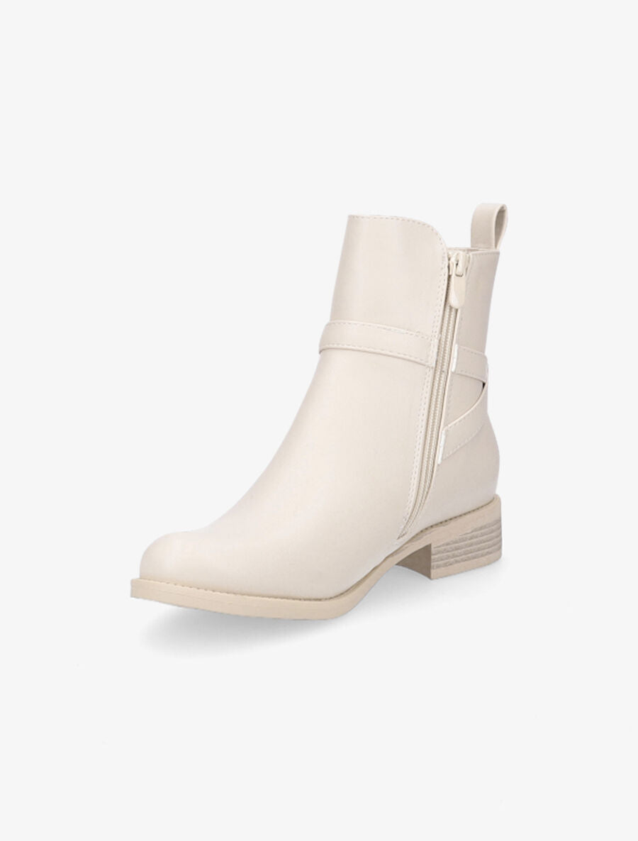 Bottines à sangles stylisées - Beige - 3