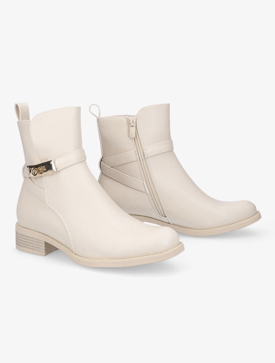 Bottines à sangles stylisées - Beige - 4