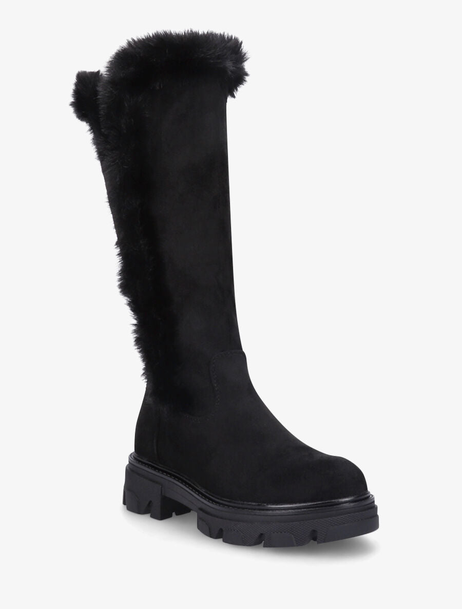 Bottes en suédine et fausse fourrure - Noir - 2