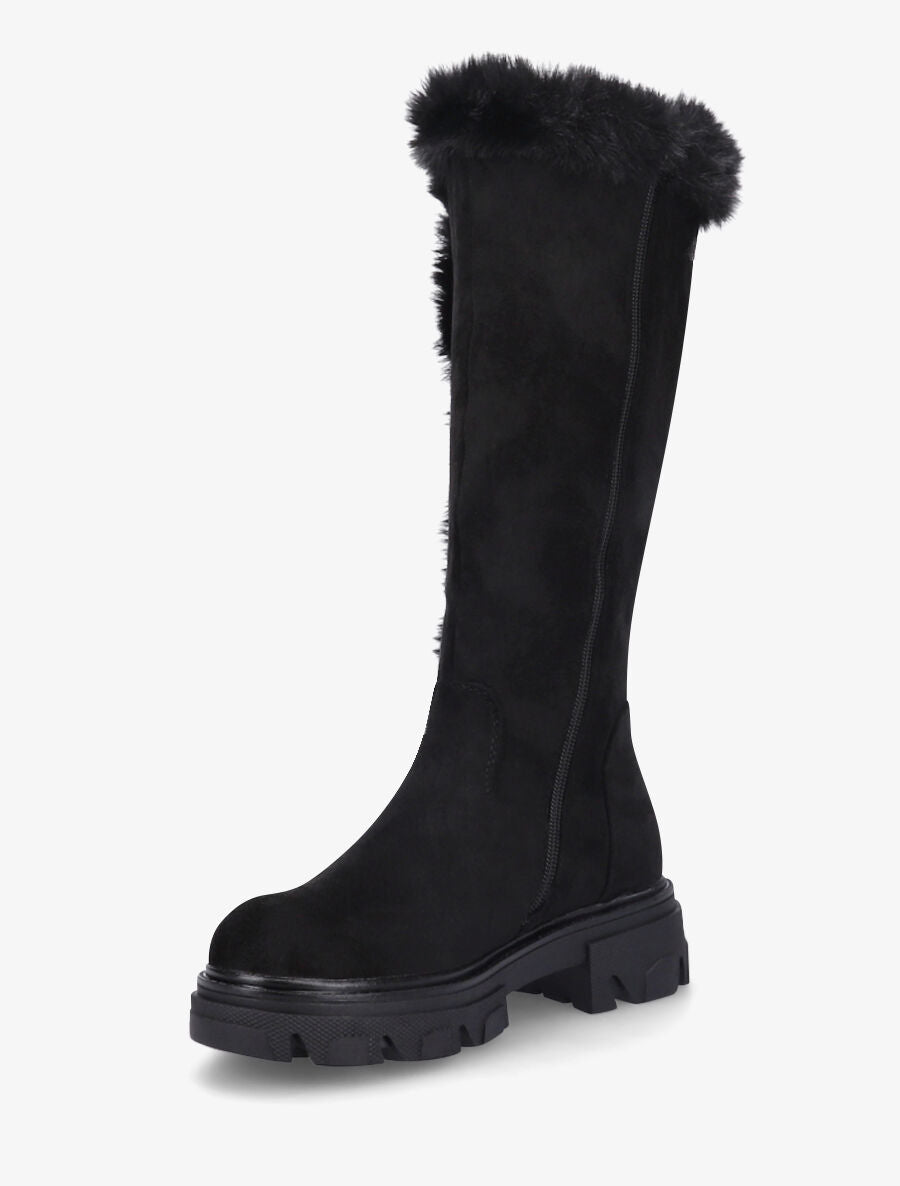 Bottes en suédine et fausse fourrure - Noir - 3
